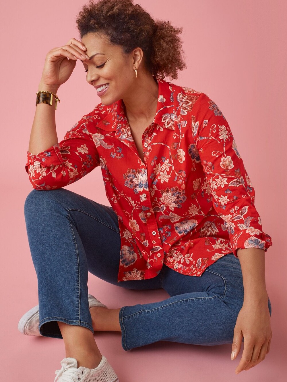 NWOT Talbots 1X Contemporary Cottagecore Botanical Floral Paisley Button Shirt